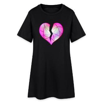 Broken Pink Heart - Women’s T-Shirt Dress - black - Front