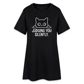 Cat humor, cat gift idea, funny pets - Women’s T-Shirt Dress - black - Front
