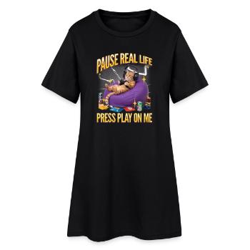 Chat gamer drôle - Robe T-shirt Femme - noir - Devant