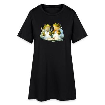 Grenouille cuisine à table - Robe T-shirt Femme - noir - Devant