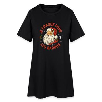 Je craque pour les barbus Père Noël Vintage - Robe T-shirt Femme - noir - Devant