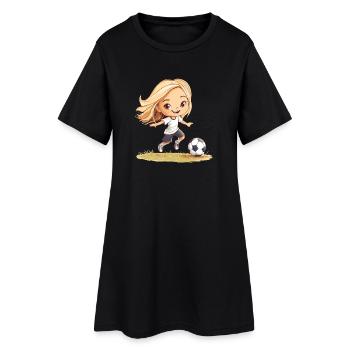 Dessin animé joueuse de baby-foot - Robe T-shirt Femme - noir - Devant
