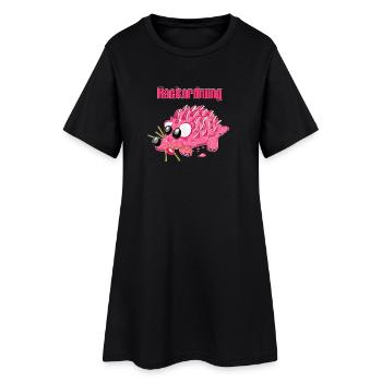 Mettigel Cartoon – Lustige Hackordnung   - Frauen T-Shirt-Kleid - Schwarz - Vorne