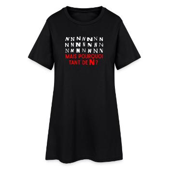 Warum so viele N's? - Frauen T-Shirt-Kleid - Schwarz - Vorne