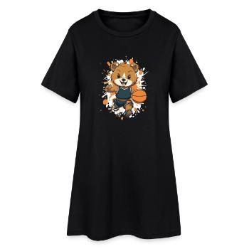Basketball-Bärchen im Teamlook - Frauen T-Shirt-Kleid - Schwarz - Vorne