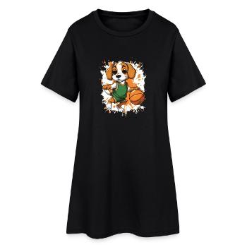 Basketball-Hund Spritz-Splash - Frauen T-Shirt-Kleid - Schwarz - Vorne
