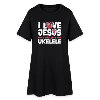 Ukulélé hawaïen Uke Jésus Foi - Robe T-shirt Femme - noir - Devant