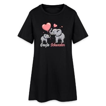 Grande Sœur Éléphant Frère ou Sœur Aînée - Robe T-shirt Femme - noir - Devant