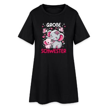 Grande Sœur Éléphant Frère ou Sœur Aînée - Robe T-shirt Femme - noir - Devant