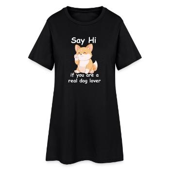 Citation drôle du Tee Say Hello Dog Lover - Robe T-shirt Femme - noir - Devant