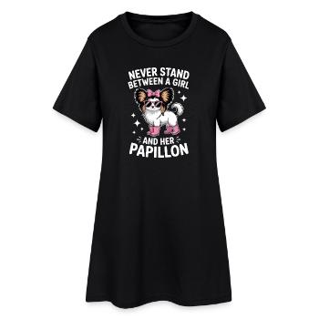 Papillon Sprüche Mädchen Lustige Papillon Geschenk - Frauen T-Shirt-Kleid - Schwarz - Vorne