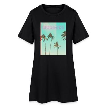 unnamed Summer – Retro Palm Tree Sunset T-Shirt - Frauen T-Shirt-Kleid - Schwarz - Vorne