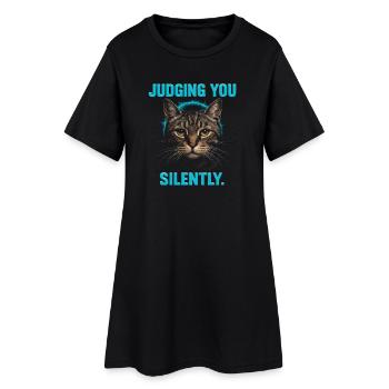 Cat humor, cat gift idea, funny pets - Women’s T-Shirt Dress - black - Front