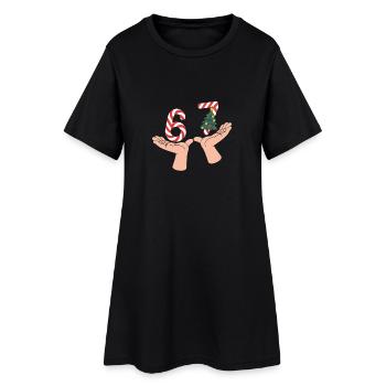 67 Motif drôle de mains de Noël - Robe T-shirt Femme - noir - Devant