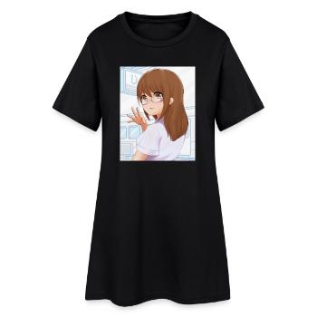 Fille avec des lunettes pour les fans d’anime - Robe T-shirt Femme - noir - Devant
