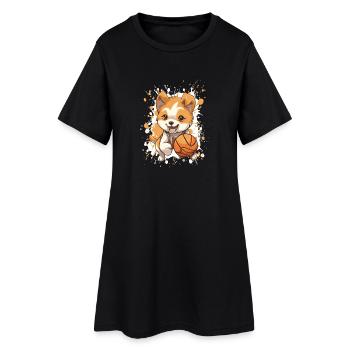 Petit Chasseur de Balles Corgi - Robe T-shirt Femme - noir - Devant