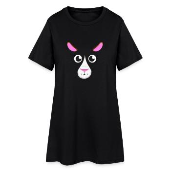 Visage de cochon d’Inde dessiné animé mignon, simple animal de compagnie minimaliste - Robe T-shirt Femme - noir - Devant