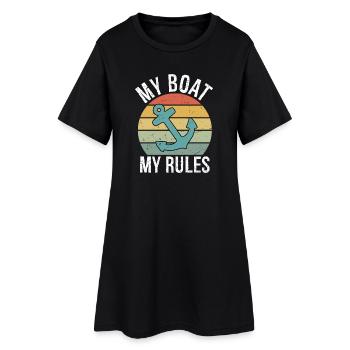 My Boat My Rules Funny Boating Captain Gift - Frauen T-Shirt-Kleid - Schwarz - Vorne