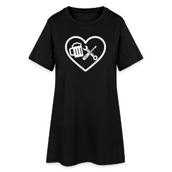 Heart Beer DIY Humor handyman - Women’s T-Shirt Dress - black - Front