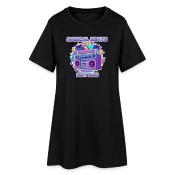 Radical Beats – 80er Jahre Retro Boombox Design - Frauen T-Shirt-Kleid - Schwarz - Vorne