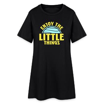 Enjoy The Little Things Dankbarkeit Achtsamkeit - Frauen T-Shirt-Kleid - Schwarz - Vorne