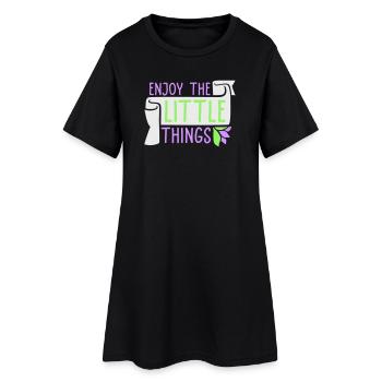 Enjoy The Little Things Dankbarkeit Achtsamkeit - Frauen T-Shirt-Kleid - Schwarz - Vorne