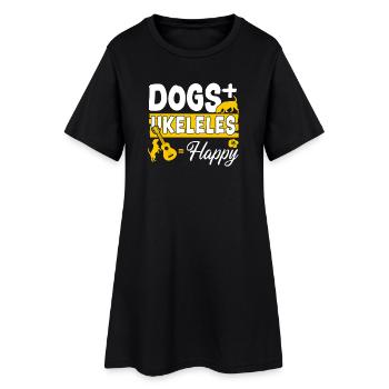 Hawaiian Ukulele Uke Dogs + - Frauen T-Shirt-Kleid - Schwarz - Vorne