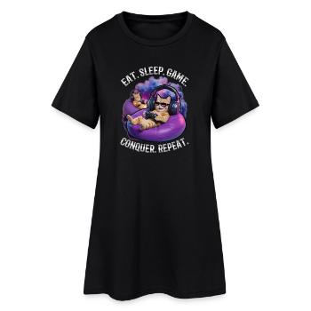Chat gamer drôle - Robe T-shirt Femme - noir - Devant