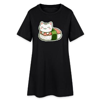 Kawaii Sushi Cat en Roll - Robe T-shirt Femme - noir - Devant