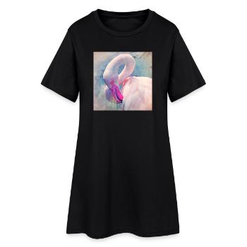 Flamingo in pastel light - Women’s T-Shirt Dress - black - Front