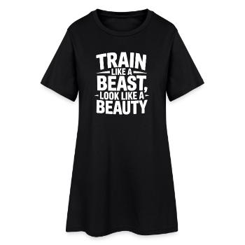 Entraînez-vous comme une bête, ressemblez à une beauté - Robe T-shirt Femme - noir - Devant