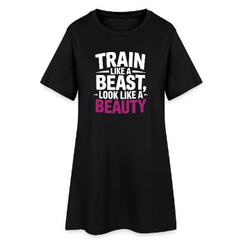 Entraînez-vous comme une bête, ressemblez à une beauté - Robe T-shirt Femme - noir - Devant