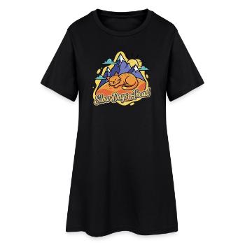 Chat endormi sur Bergen - Robe T-shirt Femme - noir - Devant