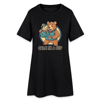 Calme dans une tasse : Bear Tea Vibes - Robe T-shirt Femme - noir - Devant