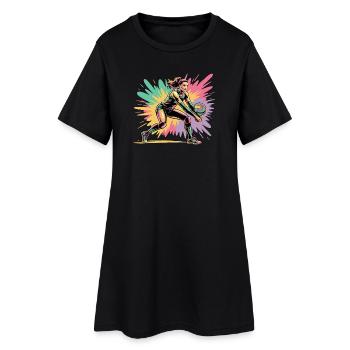 Volleyball player digging colorful volleyball - Women’s T-Shirt Dress - black - Front