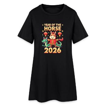 Chinese New Year Of The Horse 2026 - Women’s T-Shirt Dress - black - Front