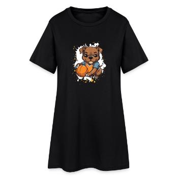 Chien de basket dans un style de bande dessinée - Robe T-shirt Femme - noir - Devant