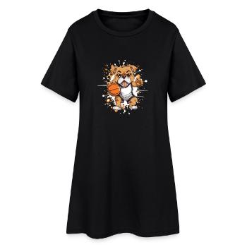 Bouledogue de basket-ball dans le style comique - Robe T-shirt Femme - noir - Devant