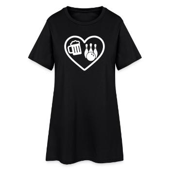 Humour de bowling à la bière de cœur - Robe T-shirt Femme - noir - Devant