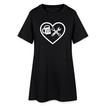 Humour de mécanicien de voiture Heart Beer - Robe T-shirt Femme - noir - Devant
