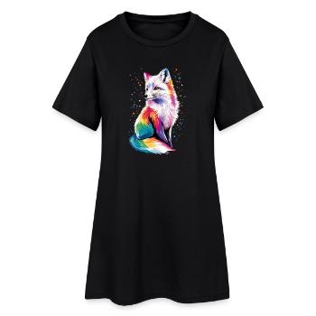 Renard arctique Renard des neiges Renard des glaces Renard blanc doux - Robe T-shirt Femme - noir - Devant