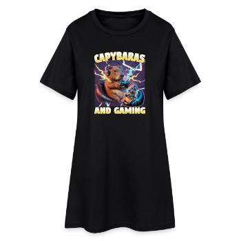 Funny Gaming Gamer Capybara - Women’s T-Shirt Dress - black - Front