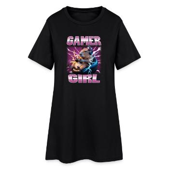 Funny Gaming Gamer Capybara - Women’s T-Shirt Dress - black - Front