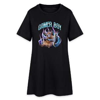 Funny Gaming Gamer Capybara - Women’s T-Shirt Dress - black - Front