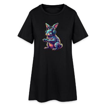 Rabbit Games Animal Video Games Fun - Women’s T-Shirt Dress - black - Front