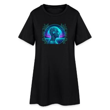 Intelligence artificielle Cyberpunk Circuit Néon - Robe T-shirt Femme - noir - Devant