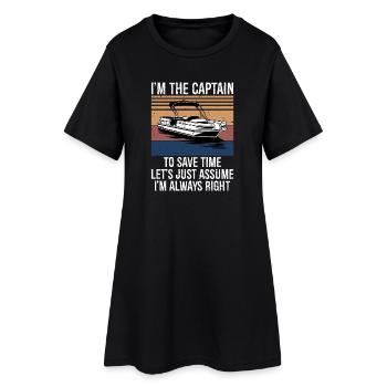 Capitaine du Bateau - Robe T-shirt Femme - noir - Devant