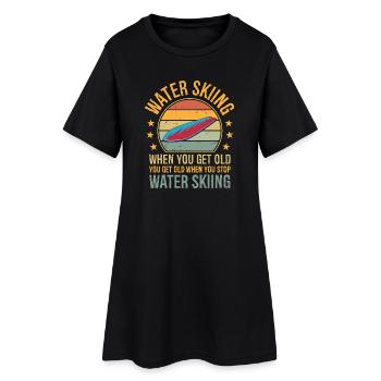 Funny Water Skiing Designs for Men Women Water - Women’s T-Shirt Dress - black - Front