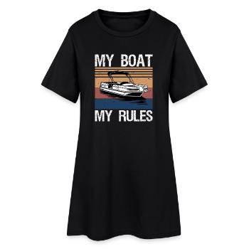 My Boat My Rules Funny Boating Captain Gift - Frauen T-Shirt-Kleid - Schwarz - Vorne