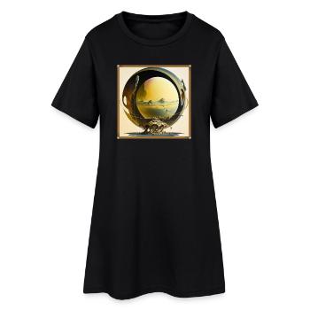 Sphère Anneau Monde Lunaire Surréaliste - Robe T-shirt Femme - noir - Devant
